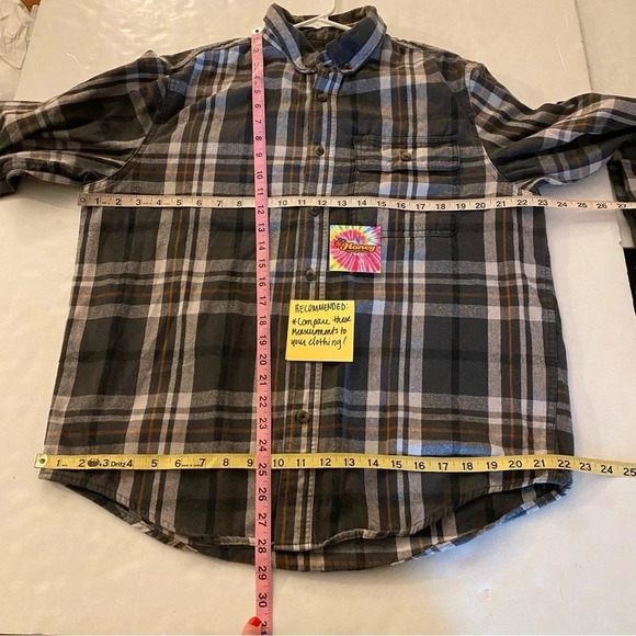 Garth Brooks Band Flannel Shirt Shacket Mens Large Plaid Button Down Grey Black - Picture 6 of 10
